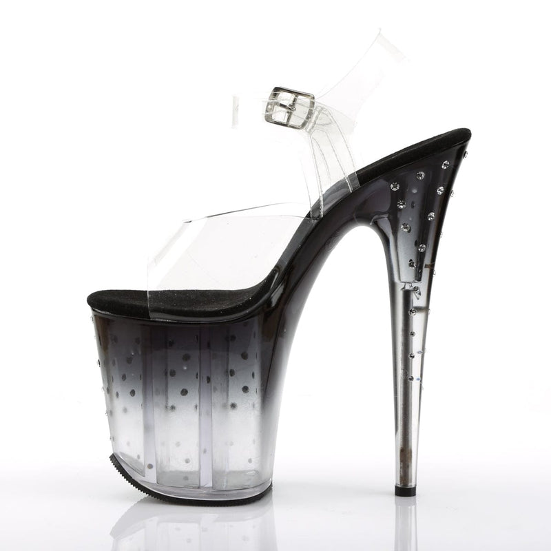 Pleaser STARDUST-808T Platform Sandal (Clear/Black-Clear)
