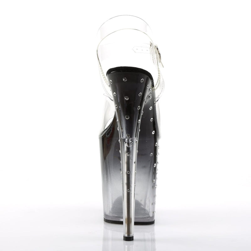 Pleaser STARDUST-808T Platform Sandal (Clear/Black-Clear)