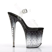 Pleaser STARDUST-808T Platform Sandal (Clear/Black-Clear)