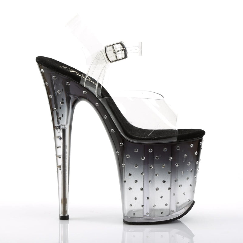 Pleaser STARDUST-808T Platform Sandal (Clear/Black-Clear)