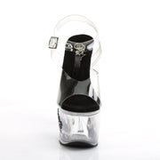 Pleaser TIPJAR-708-5 Platform Sandal (Clear-Black/Clear)