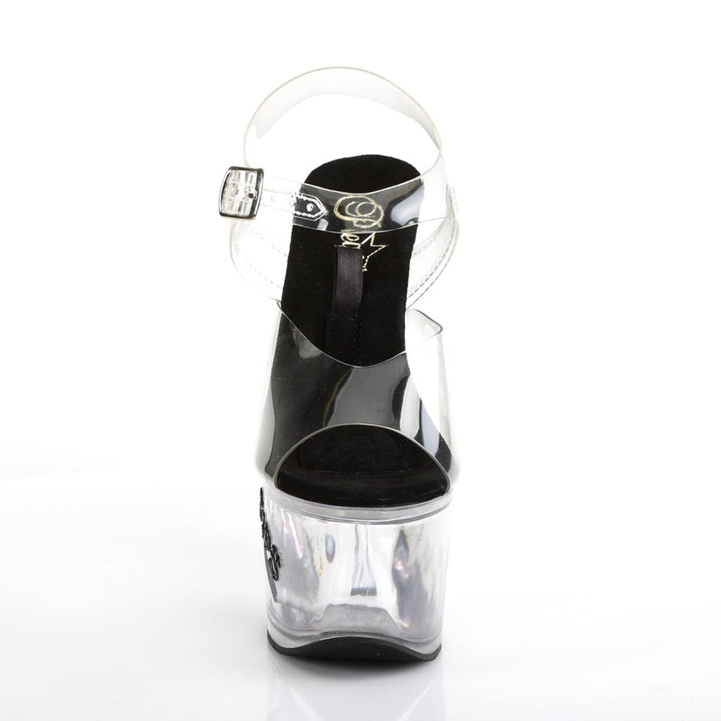 Pleaser TIPJAR-708-5 Platform Sandal (Clear-Black/Clear)