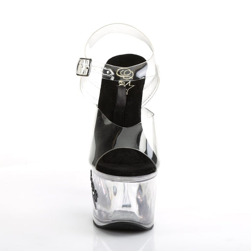 Pleaser TIPJAR-708-5 Platform Sandal (Clear-Black/Clear)