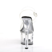 Pleaser TIPJAR-708-5 Platform Sandal (Clear-Black/Clear)