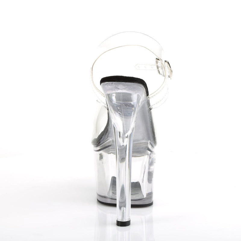 Pleaser TIPJAR-708-5 Platform Sandal (Clear-Black/Clear)