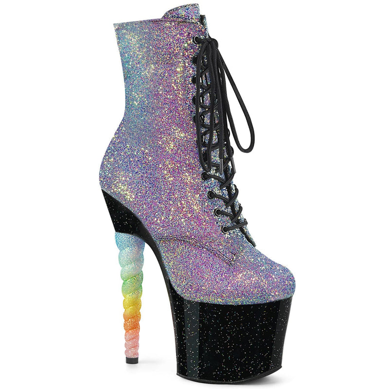 Pleaser UNICORN-1020G Platform Ankle Boot (Purple-Blue Glitter/Black)
