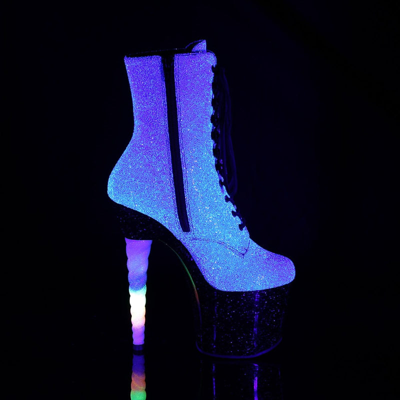 Pleaser UNICORN-1020G Platform Ankle Boot (Purple-Blue Glitter/Black)