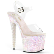 Pleaser UNICORN-708LG Platform Sandal (Clear/Opal Multi Glitter)
