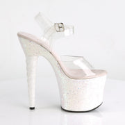 Pleaser UNICORN-708LG Platform Sandal (Clear/Opal Multi Glitter)