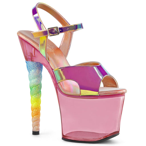 Pleaser UNICORN-711T Platform Sandal (Pink Shifting TPU/Bubble Gum Pink Tinted)