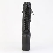 Pleaser WORSHIP-1020 Platform Ankle Boot (Black Faux Leather/Black Matte)