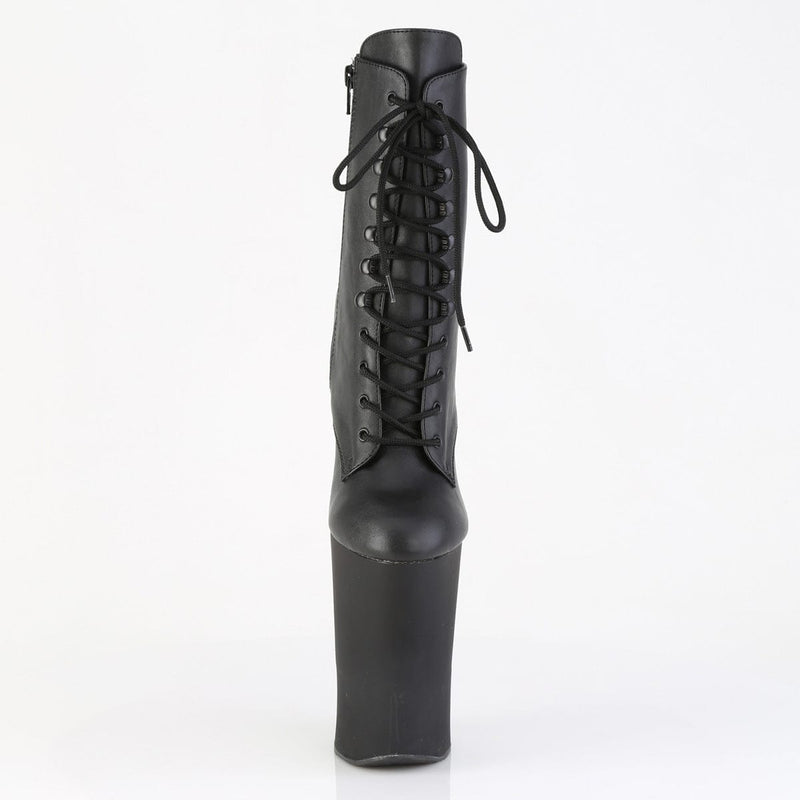 Pleaser WORSHIP-1020 Platform Ankle Boot (Black Faux Leather/Black Matte)