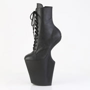 Pleaser WORSHIP-1020 Platform Ankle Boot (Black Faux Leather/Black Matte)