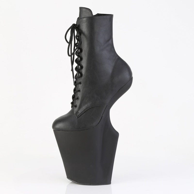 Pleaser WORSHIP-1020 Platform Ankle Boot (Black Faux Leather/Black Matte)