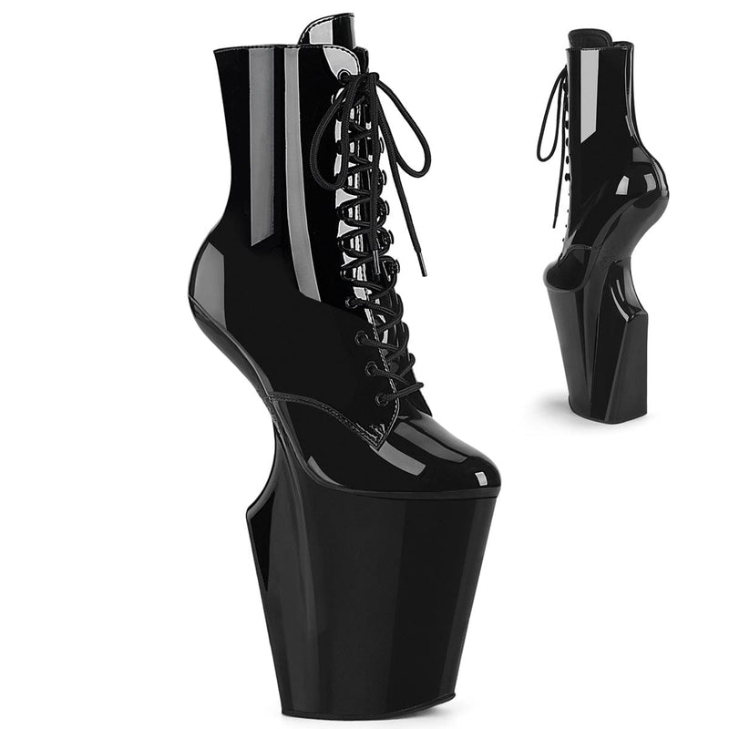 Pleaser WORSHIP-1020 Platform Ankle Boot (Black Patent/Black)