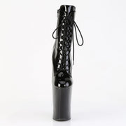 Pleaser WORSHIP-1020 Platform Ankle Boot (Black Patent/Black)