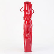 Pleaser WORSHIP-1020 Platform Ankle Boot (Red Patent/Red)