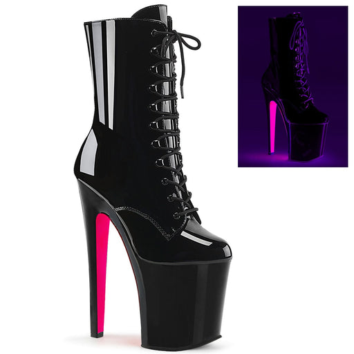 Pleaser XTREME-1020TT Platform Ankle Boot (Black Patent/Black-Neon Hot Pink) 5