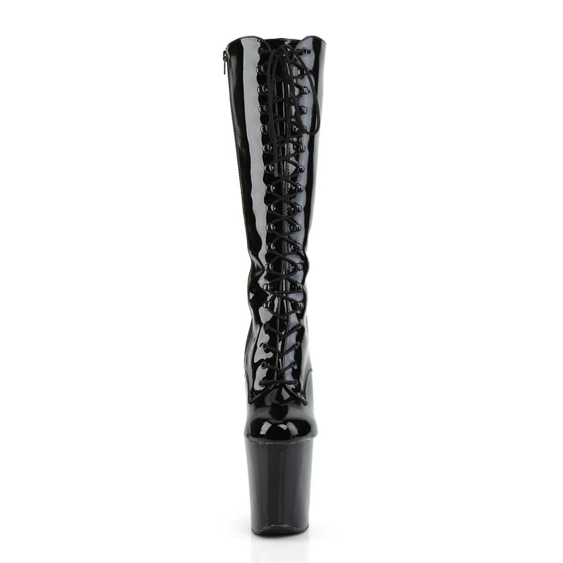 Pleaser XTREME-2020 Platform Mid-Calf Boot (Black Patent/Black)