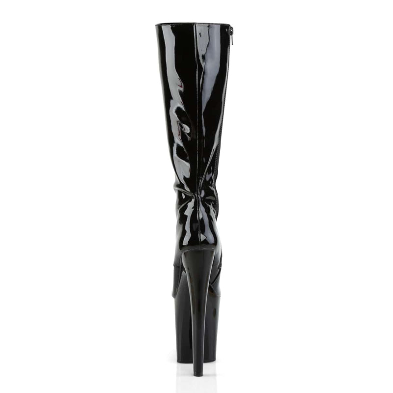 Pleaser XTREME-2020 Platform Mid-Calf Boot (Black Patent/Black)