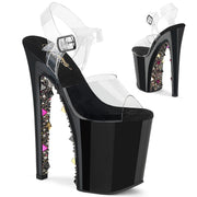 XTREME-808PYRS Platform Sandal (Clear/Black-Gold Multi)