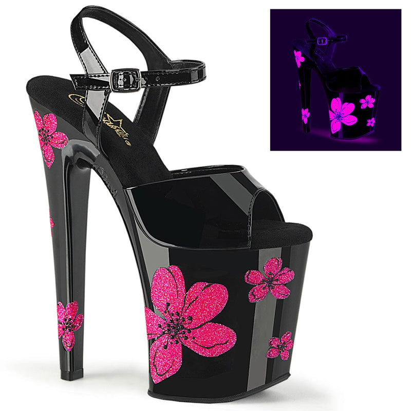 Pleaser XTREME-809HB Platform Sandal (Black Patent/Black-Neon Pink) 5