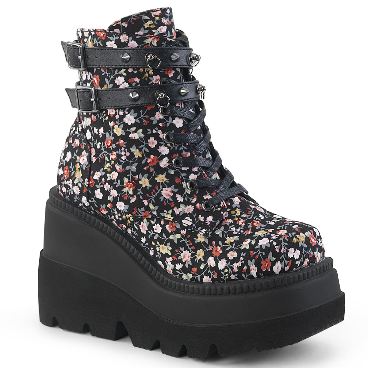 SHAKER-52ST Floral Fabric Ankle Boots