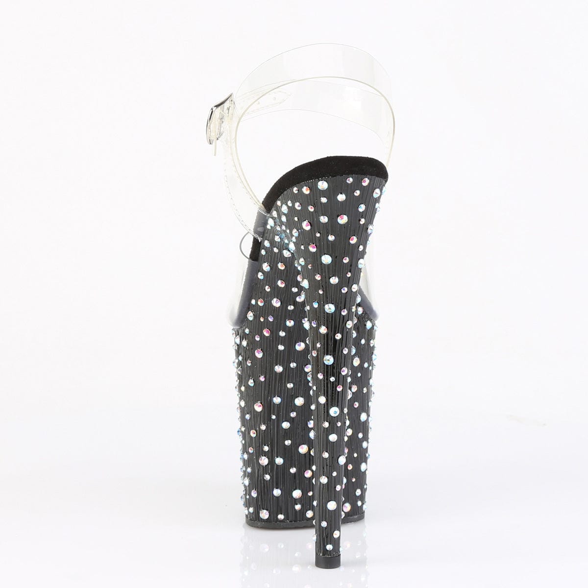 STARDANCE-808 Platform Shoes Clear/Black-Silver Multi Rhinestone