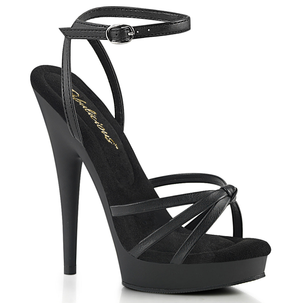 SULTRY-638 Black Faux Leather Sandals