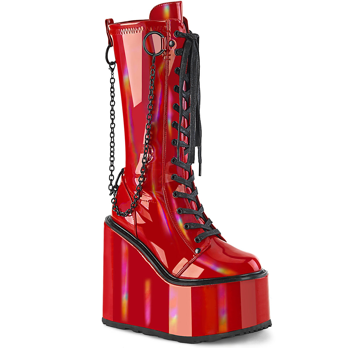 SWING-150 Red Holographic Knee Boots