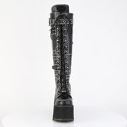 SWING-260 Black Vegan Leather Knee High Boots Demonia US Size (Women's): 6