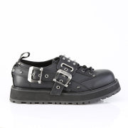 VALOR-38 Black Vegan Leather Unisex Platform Shoes Demonia US Size (Unisex/Men's): 4