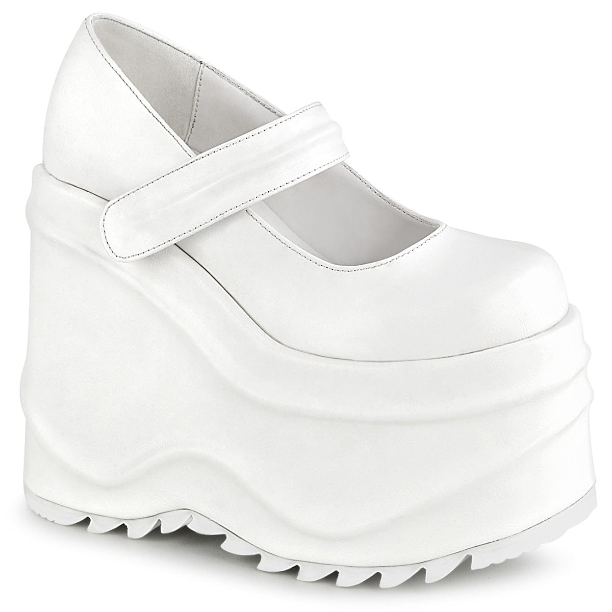 WAVE-32 White Vegan Leather Mary Janes Demonia US Size (Women's): 6