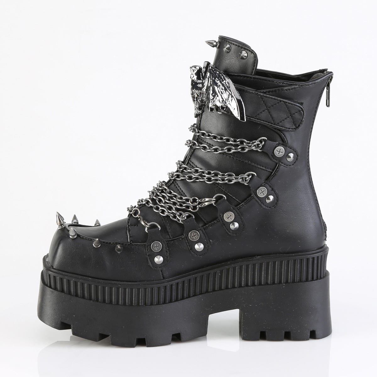 WRATH-55 Black Vegan Leather Ankle Boots Demonia US Size (Women's): 6