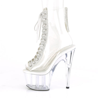ADORE-1016C-2 Clear-Rhinestone/Clear Ankle Boot Pleaser