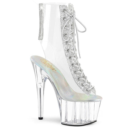 ADORE-1016C-2 Clear-Rhinestone/Clear Ankle Boot Pleaser