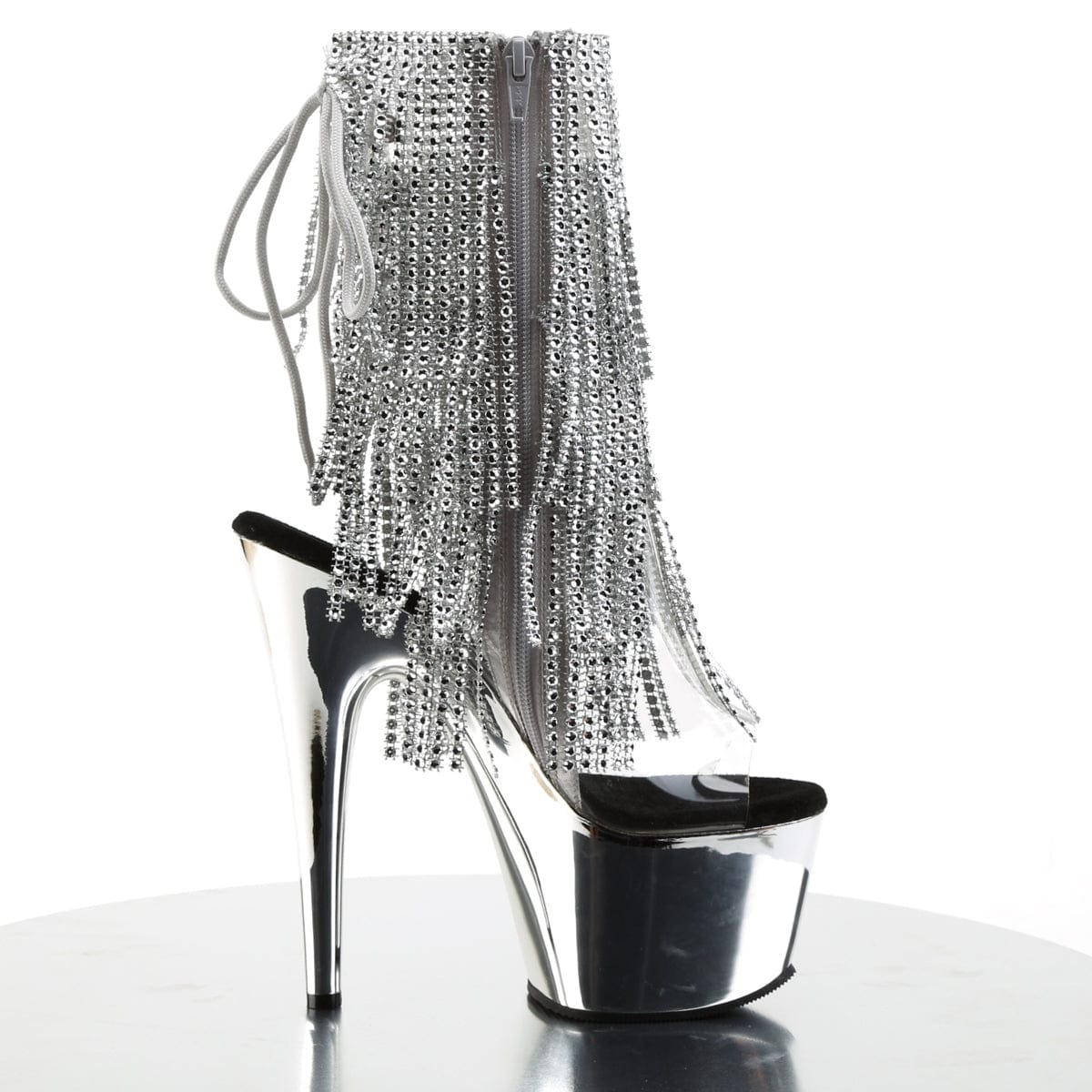 ADORE-1017RSF Clear-Silver/Silver Chrome Ankle Boot Pleaser US Size (Women's): 5