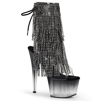 ADORE-1017RhinestoneFT Clear-Black Ankle Boot Pleaser