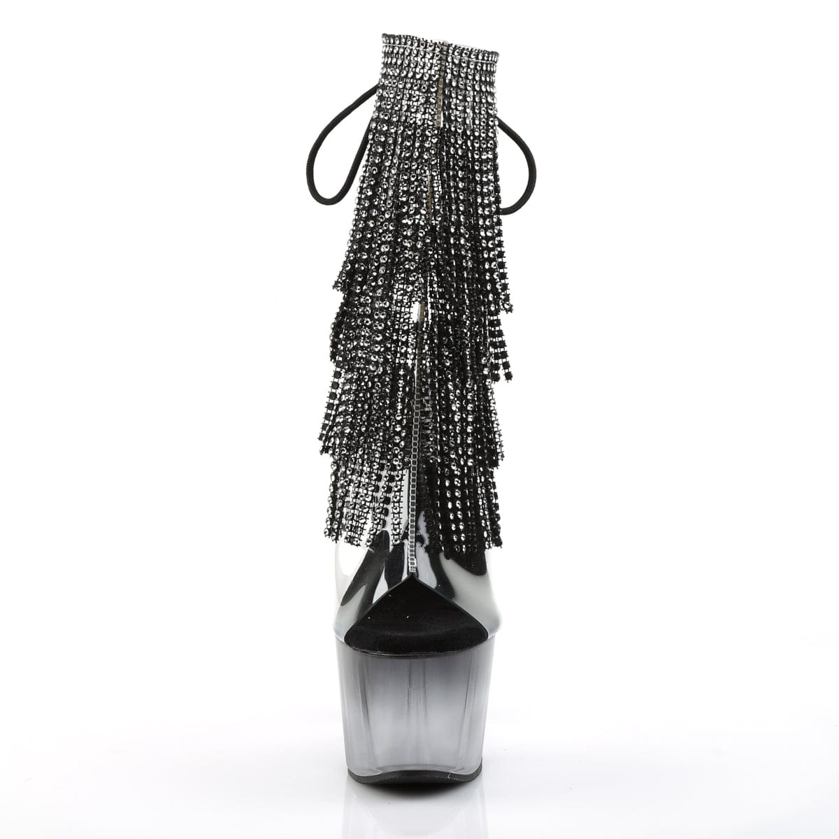 ADORE-1017RhinestoneFT Clear-Black Ankle Boot Pleaser