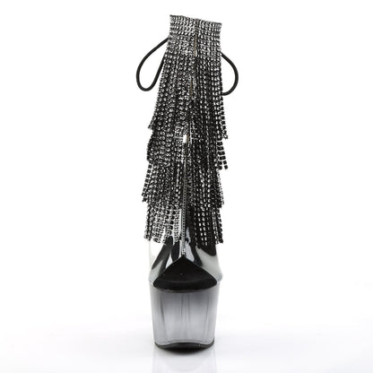 ADORE-1017RhinestoneFT Clear-Black Ankle Boot Pleaser