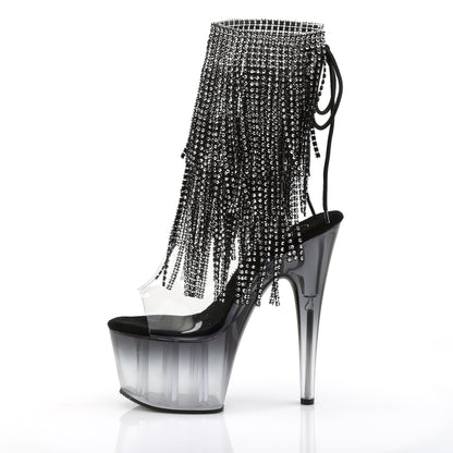 ADORE-1017RhinestoneFT Clear-Black Ankle Boot Pleaser