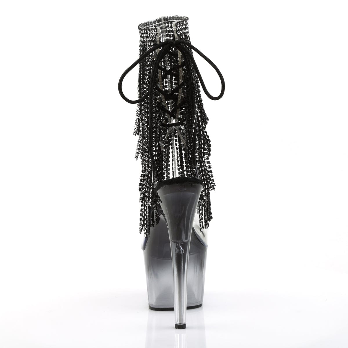 ADORE-1017RhinestoneFT Clear-Black Ankle Boot Pleaser