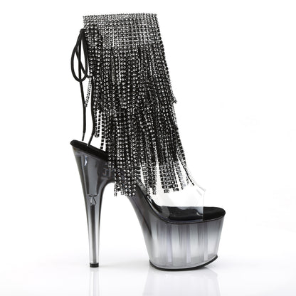 ADORE-1017RhinestoneFT Clear-Black Ankle Boot Pleaser