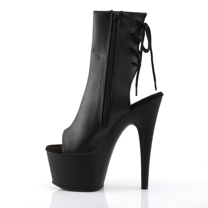 ADORE-1018 Black Faux Leather Ankle Boot Pleaser