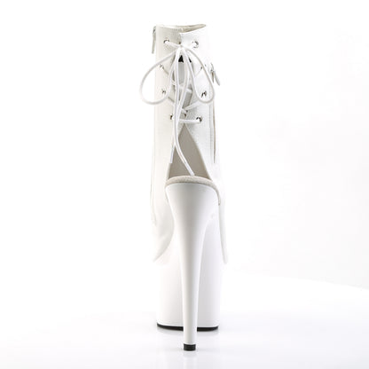 ADORE-1018 White Faux Leather Ankle Boot Pleaser
