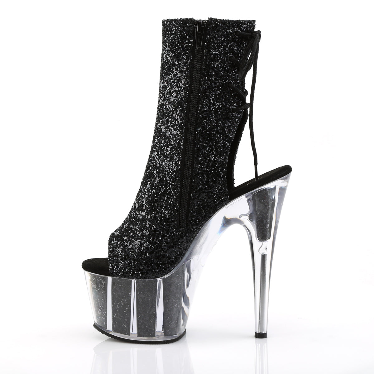 ADORE-1018G Black Glitter/Black Glitter Ankle Boot Pleaser