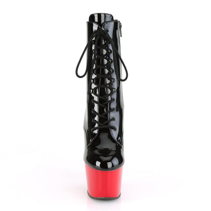 ADORE-1020 Black Patent/Red Ankle Boot Pleaser