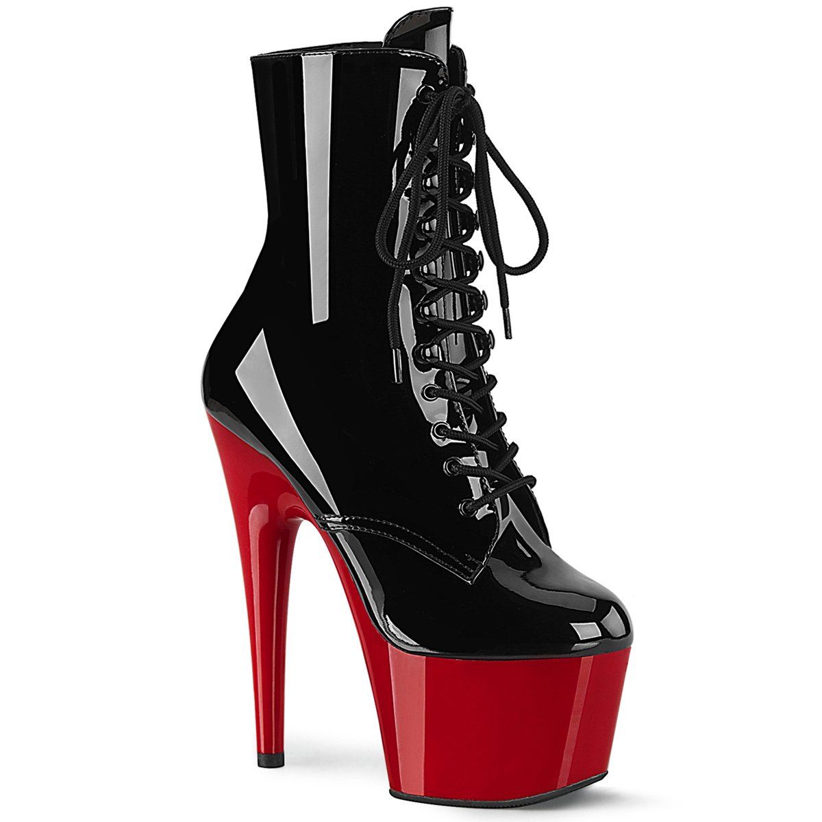 ADORE-1020 Black Patent/Red Ankle Boot Pleaser