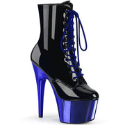 ADORE-1020 Black Patent/Royal Blue Chrome Ankle Boot Pleaser US Size (Women's): 5