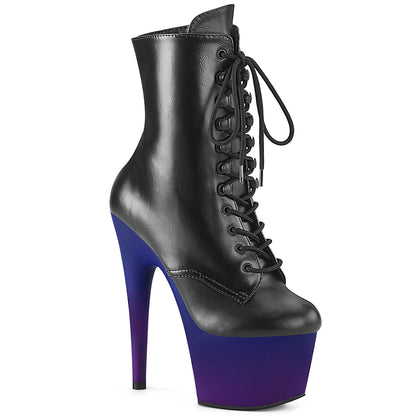ADORE-1020BP Black Faux Leather/Blue-Purple Ombre Ankle Boot Pleaser